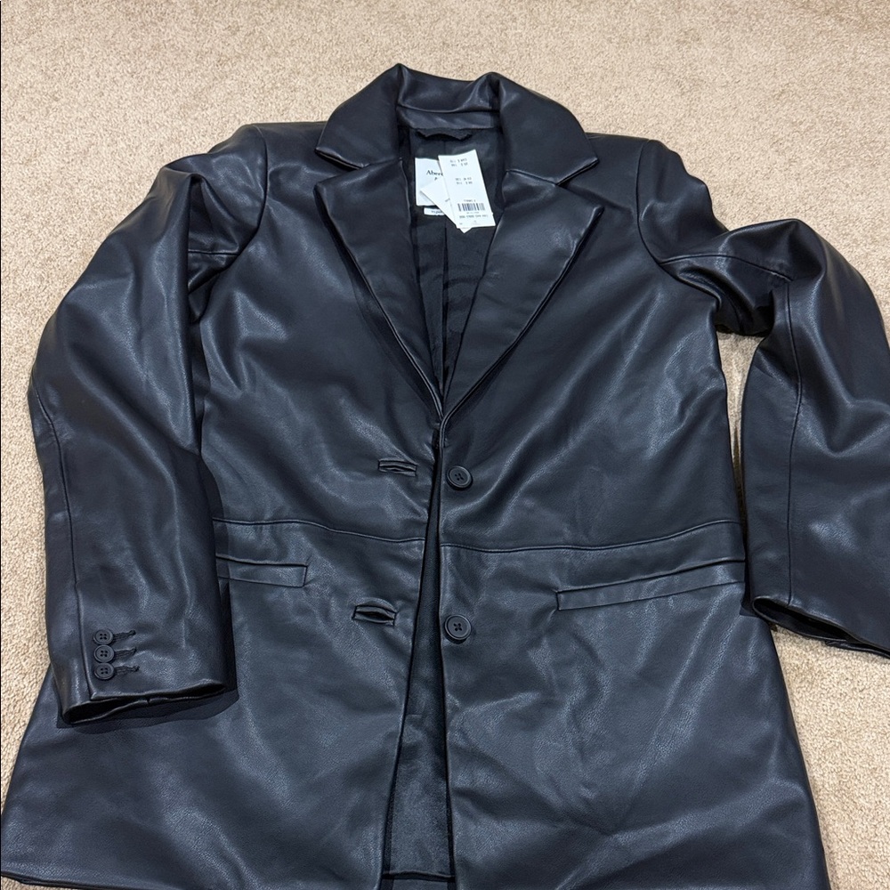 abercrombie vegan leather blazer jacket